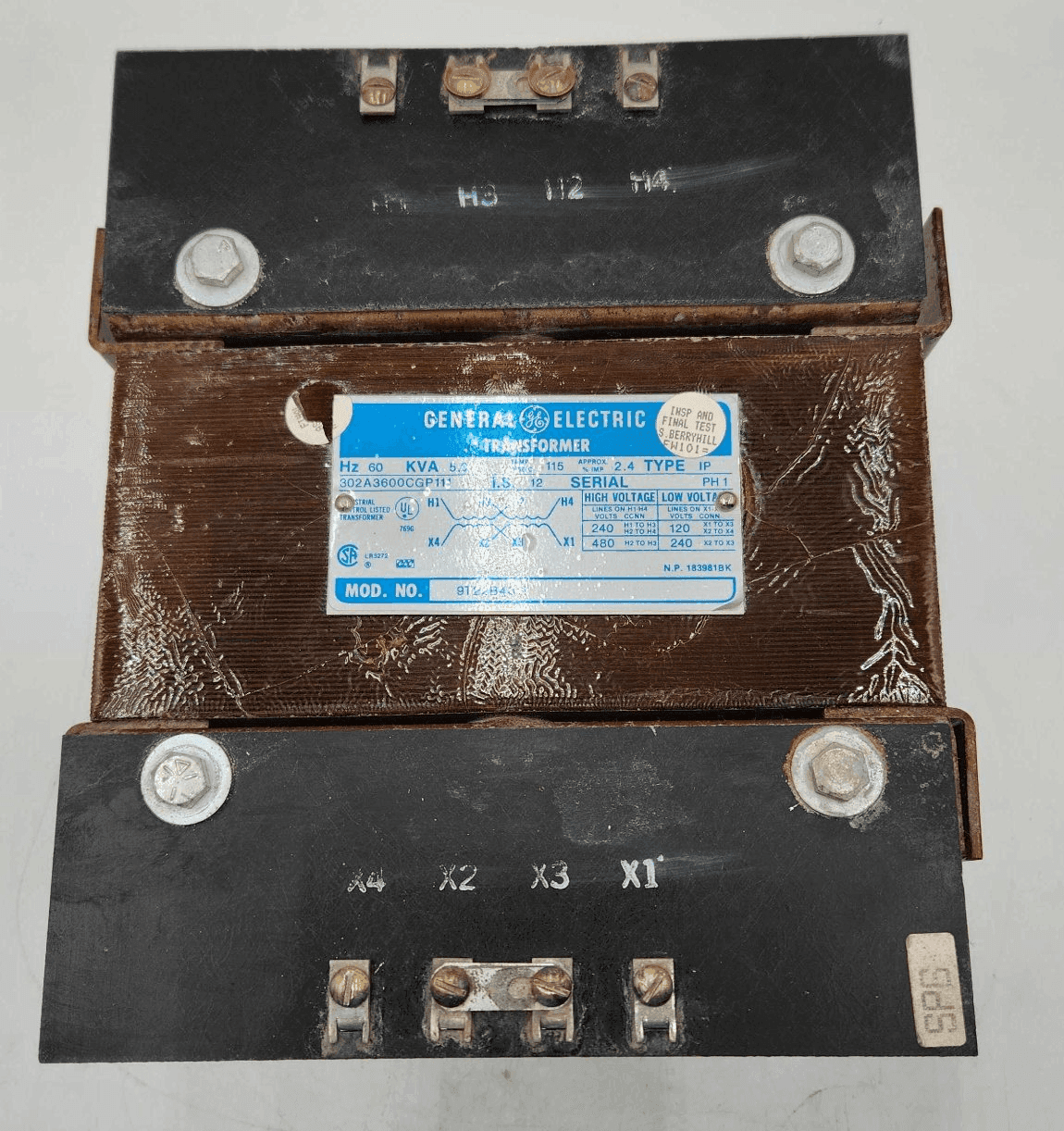 General Electric 9T22B4311 Control Transformer 45 kVA 240/480V 120/240V 3PH NEMA 1