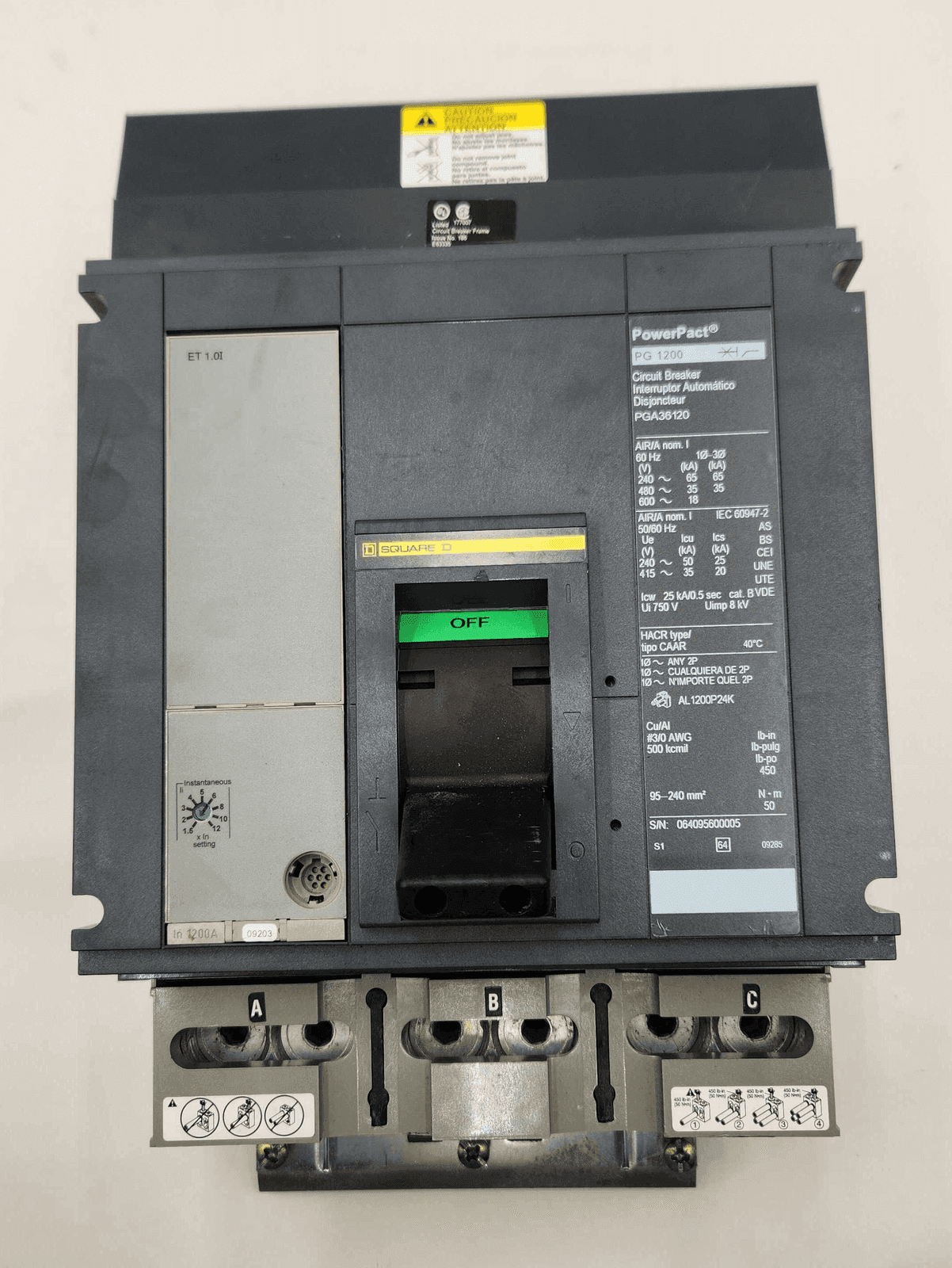 Square D PGA36120 Circuit Breaker 1200A 600V 3P