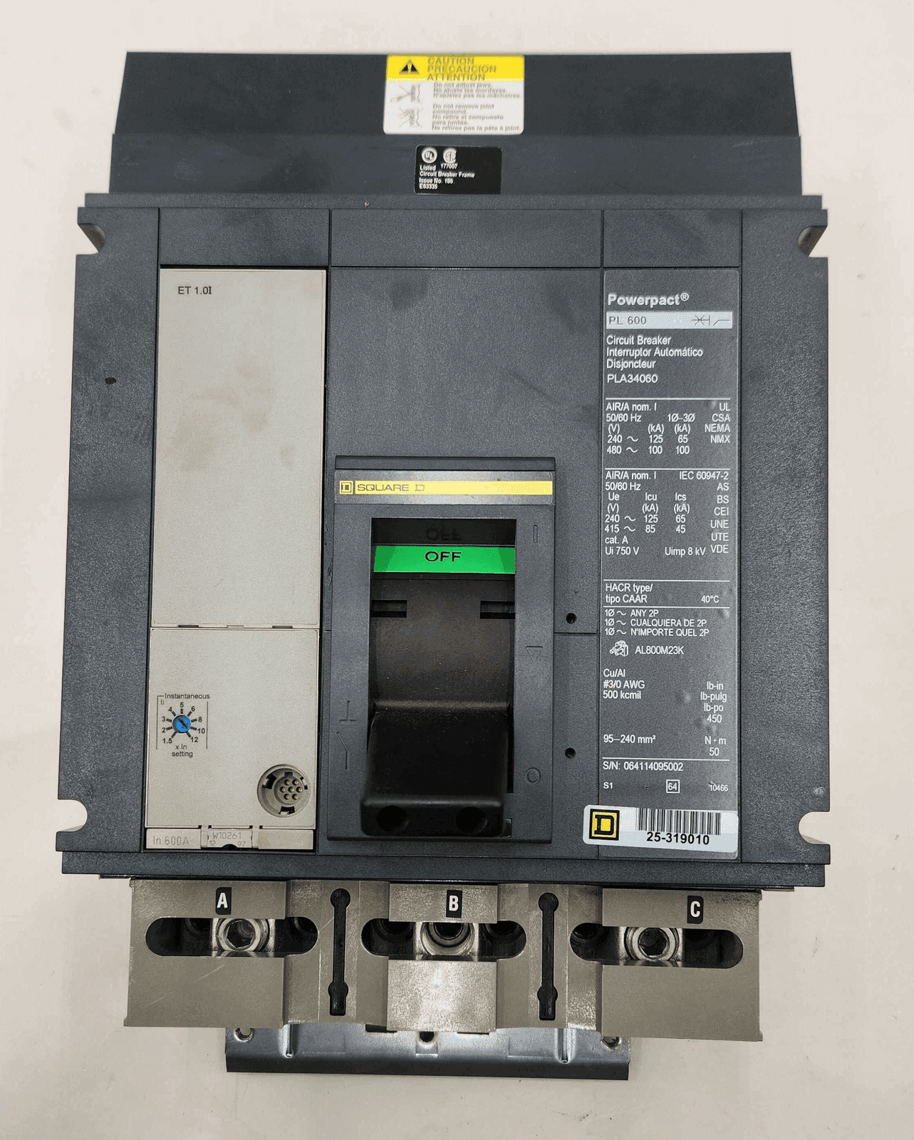 Square D PLA34060 Circuit Breaker — image 1 of 7