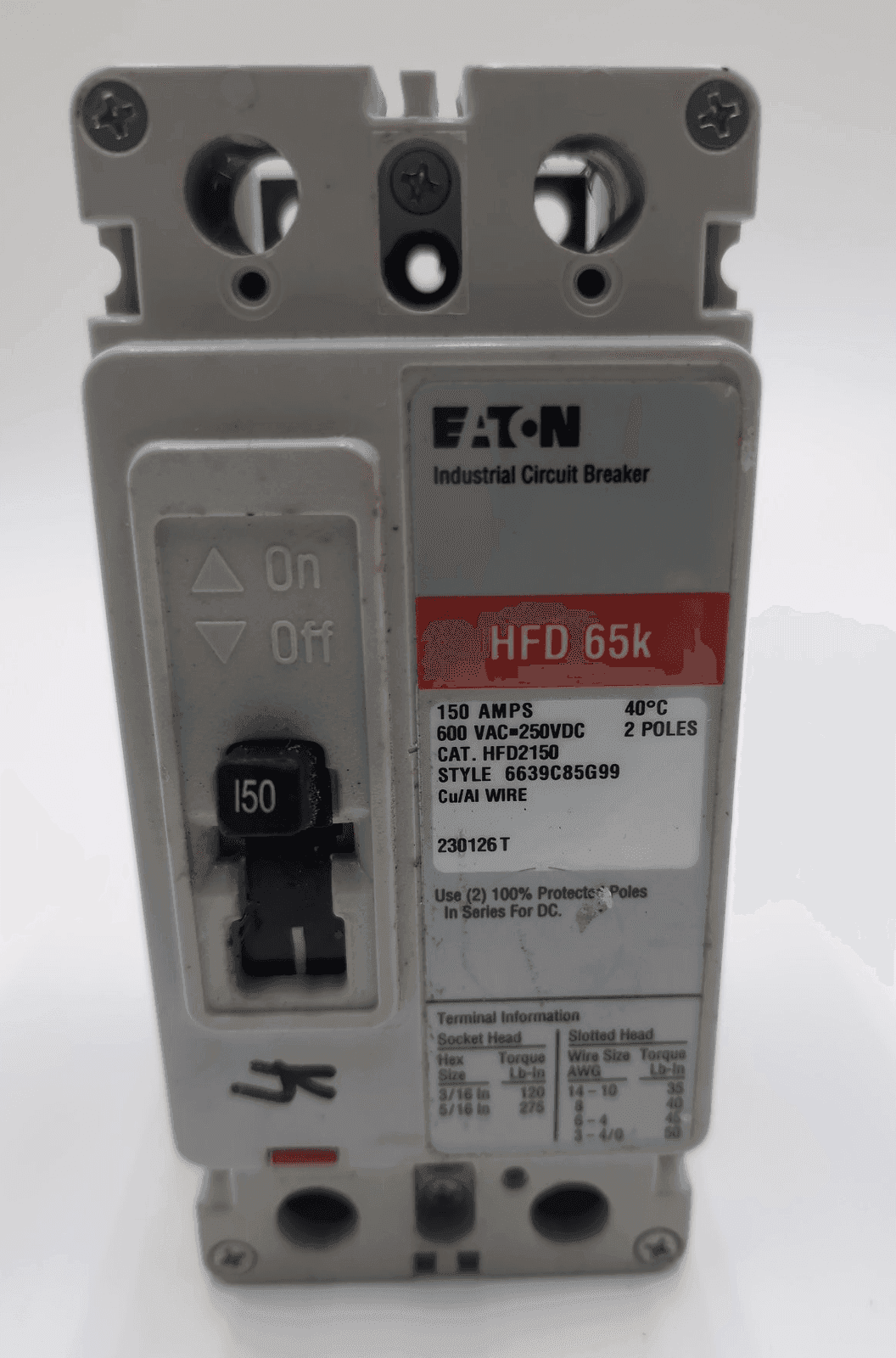 Eaton HFD2150 Circuit Breaker — image 1 of 8
