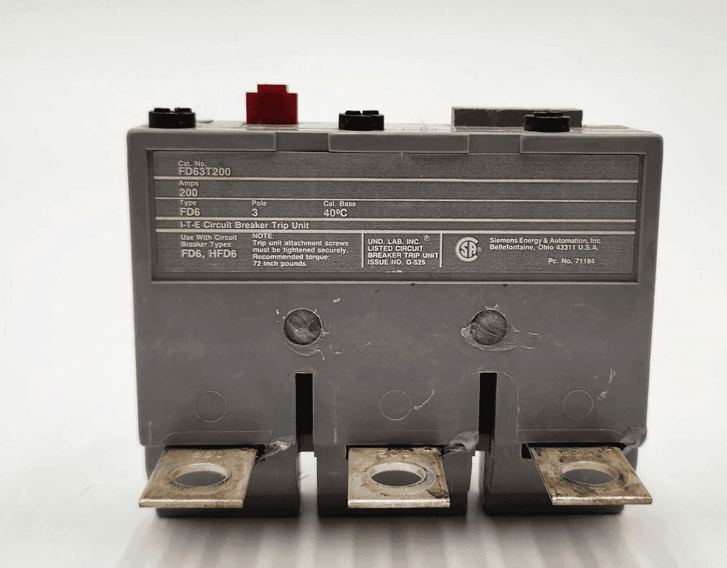 Siemens FD63T200 Circuit Breaker 200A 3PH Trip Unit