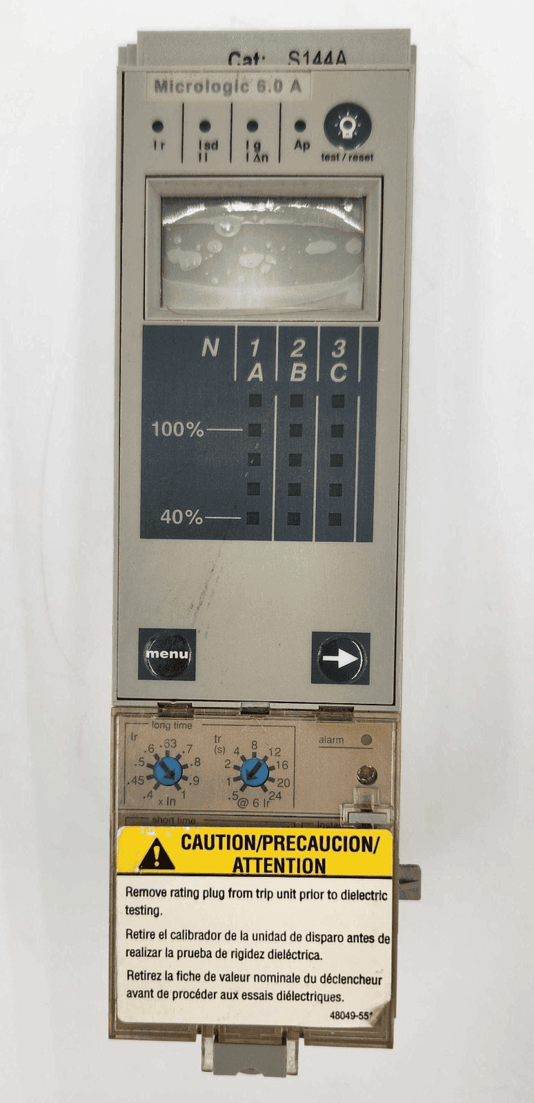 Square D S144A Circuit Breaker 6A 600V 3P Micrologic 6.0 Trip Unit
