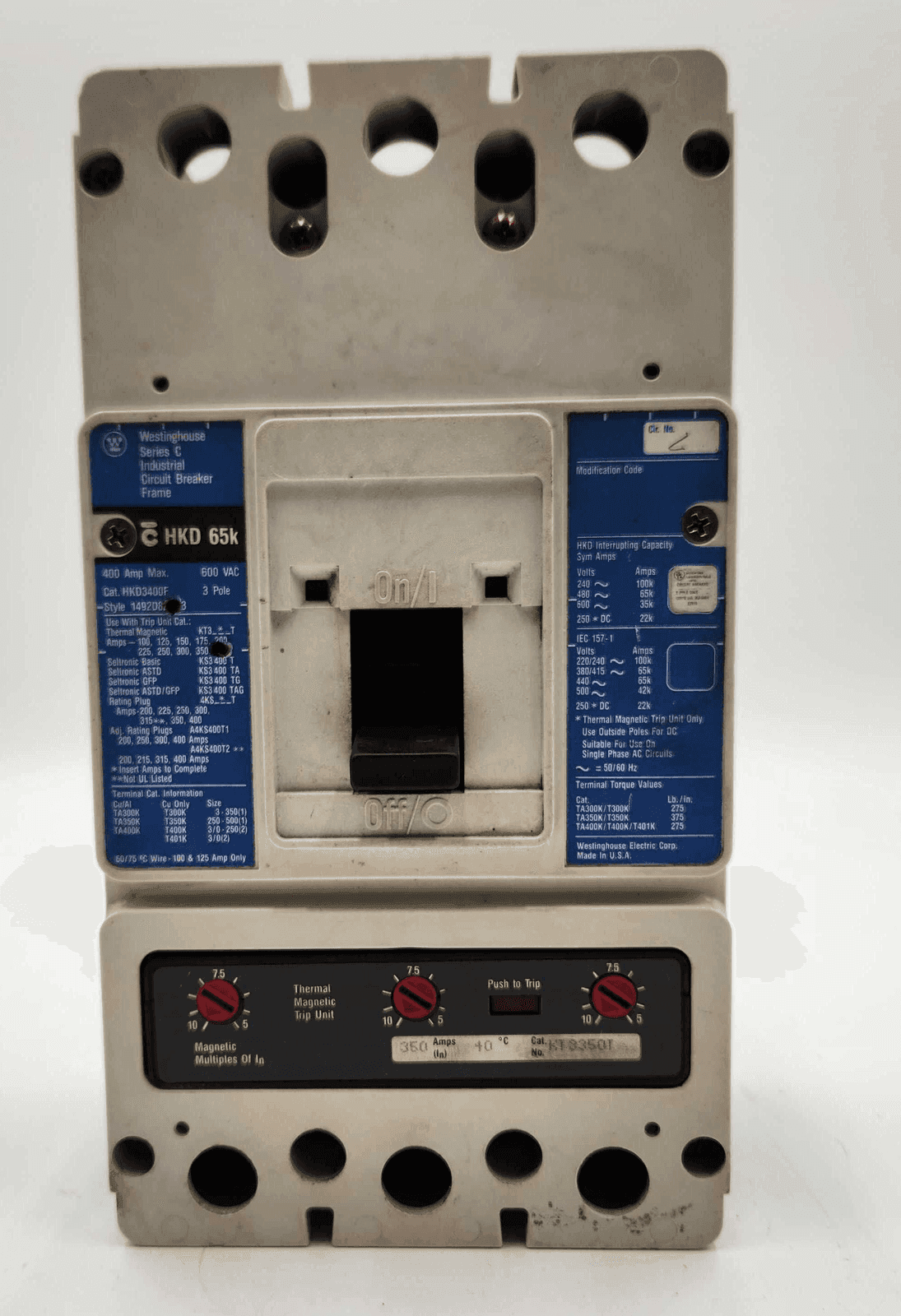 Westinghouse HKD3350 Circuit Breaker — image 1 of 8