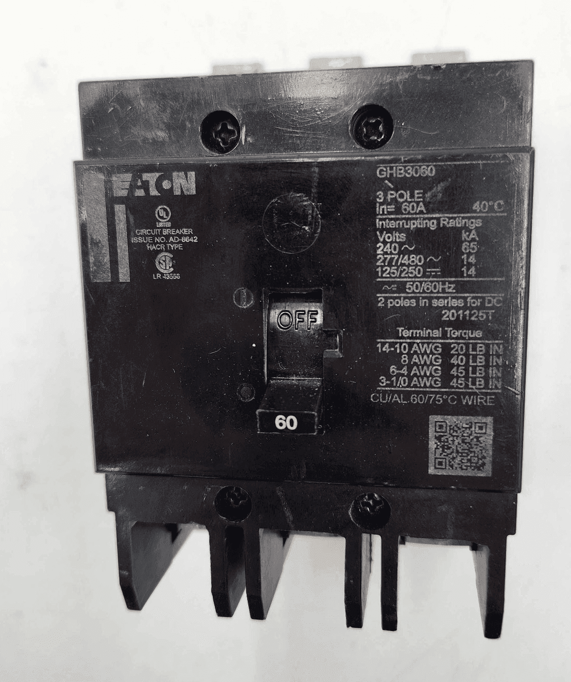 Eaton GHB3060 Circuit Breaker 60A 240V 3P