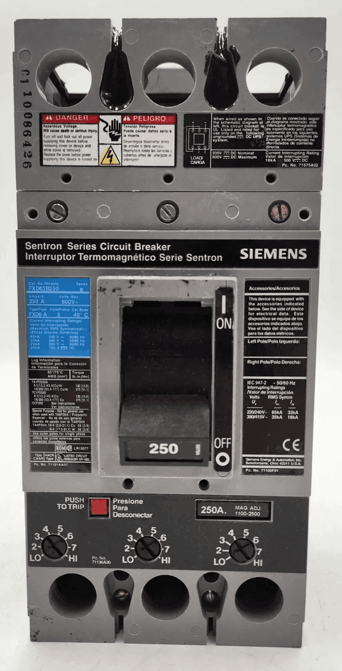 Siemens FXD63B250 Circuit Breaker — image 1 of 8