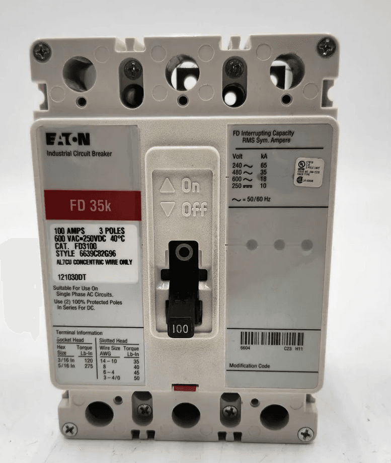 Eaton FD3100 Circuit Breaker 100A 600V 3P