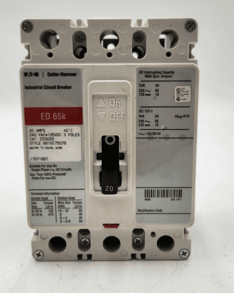 Eaton ED3020 Circuit Breaker 20A 240V 3 Pole