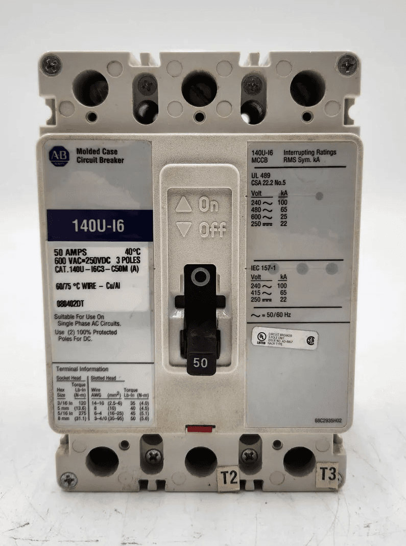 Allen-Bradley 140U-I6C3-C50M Circuit Breaker 50A 600V 3P I-Line