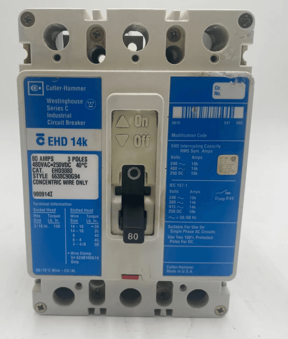Cutler-Hammer EHD3080 Circuit Breaker 80A 600V 3P
