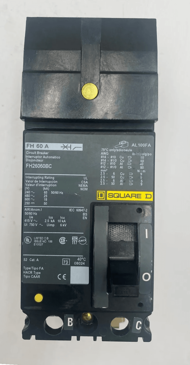 Square D FH26060BC I-Line Circuit Breaker 60A 600V 2 Pole