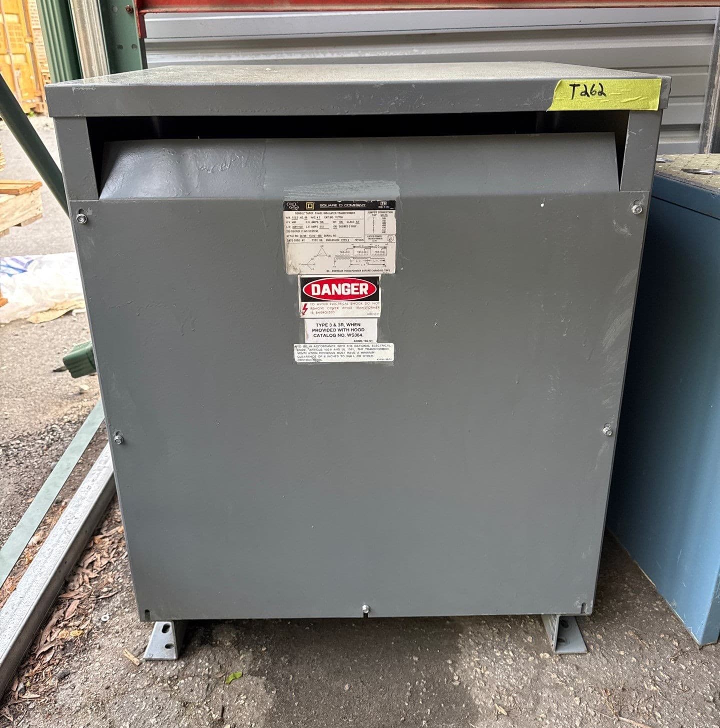 112.5 kVA Square D 112T3H Transformer Pri 480V Sec 208/120V 3PH Indoor – image 1