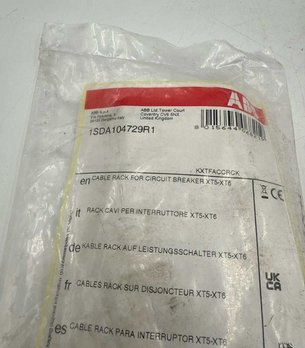 ABB 1SDA104729R1 Sace Tmax XT Cable Rack for XT5-XT6 Circuit Breaker
