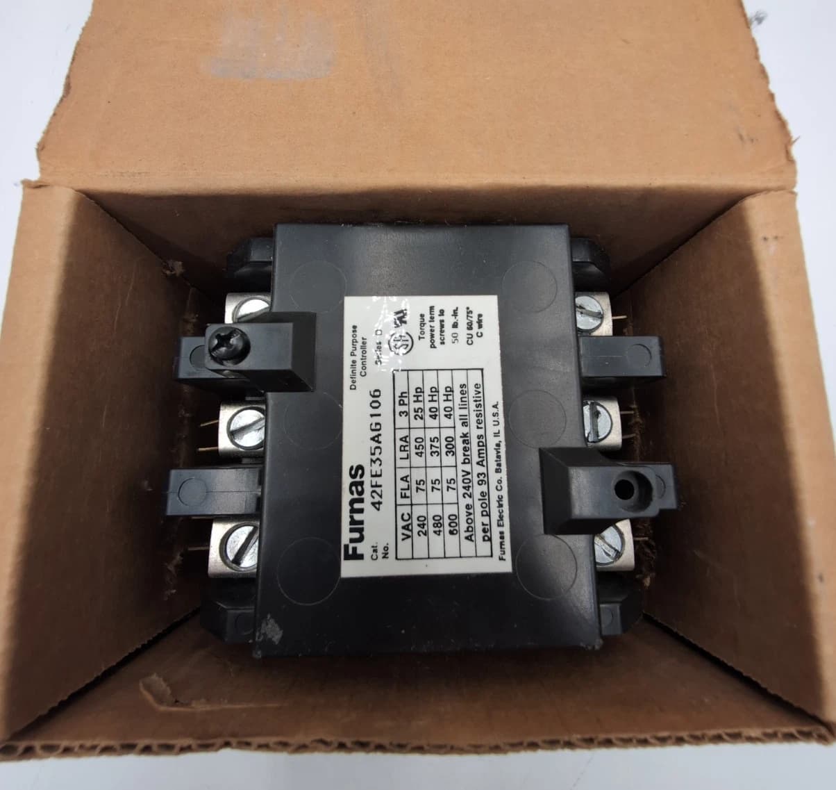 Furnas 42FE35AG106 Definite Purpose Contactor 75A 3P Coil 208/240V 190-220V New – image 1