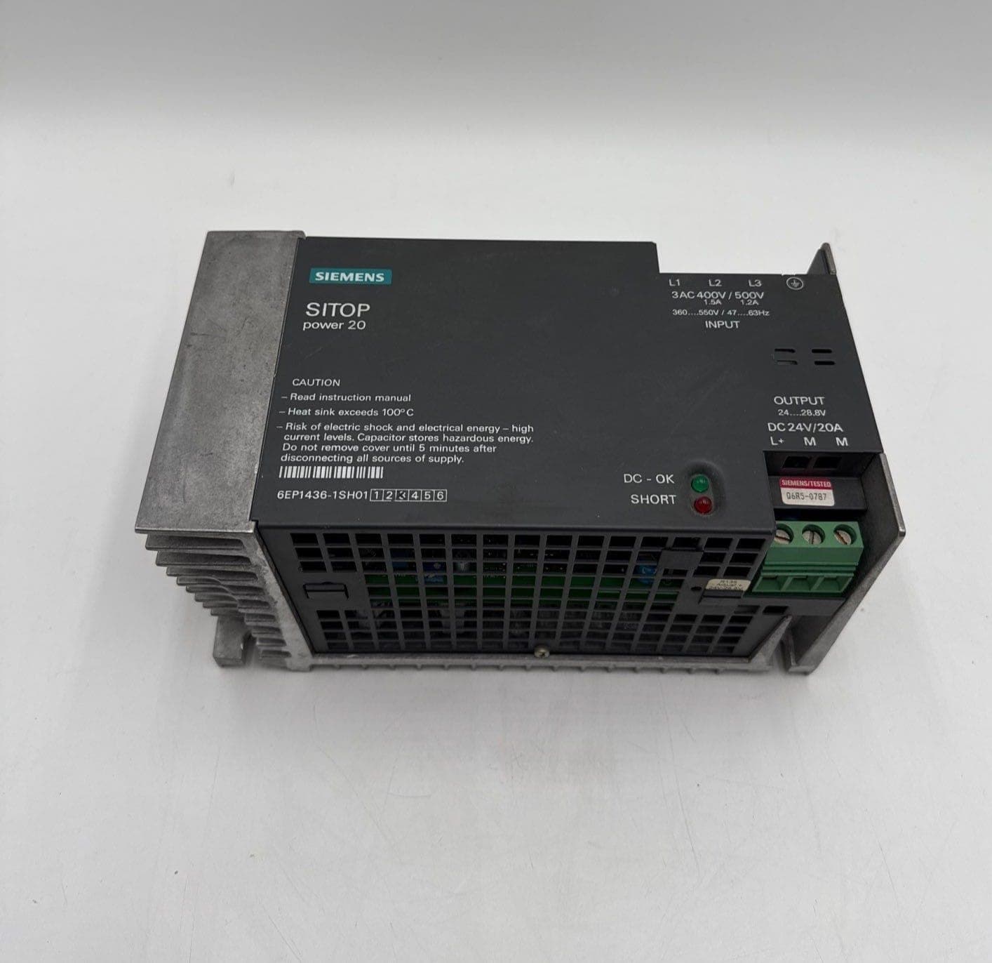 Siemens 6EP1436-1SH01 SITOP Power 20 Power Supply Input 480V Output 24V