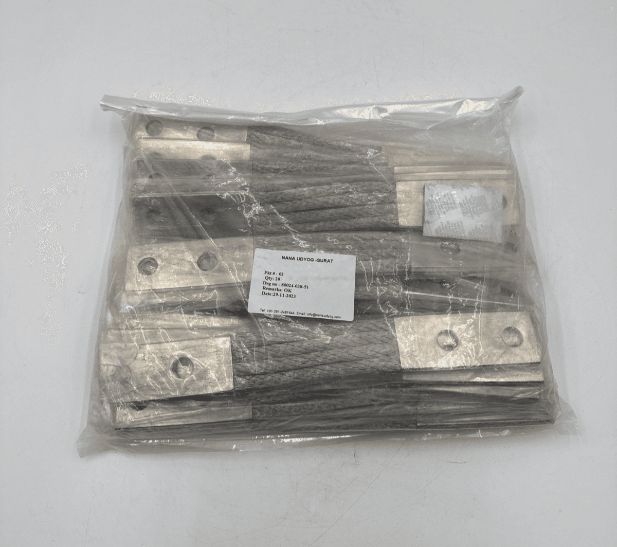 20PC Flexible Braided 12" 2 Hole Grounding Strap Copper Flex Jumper Shunt CU