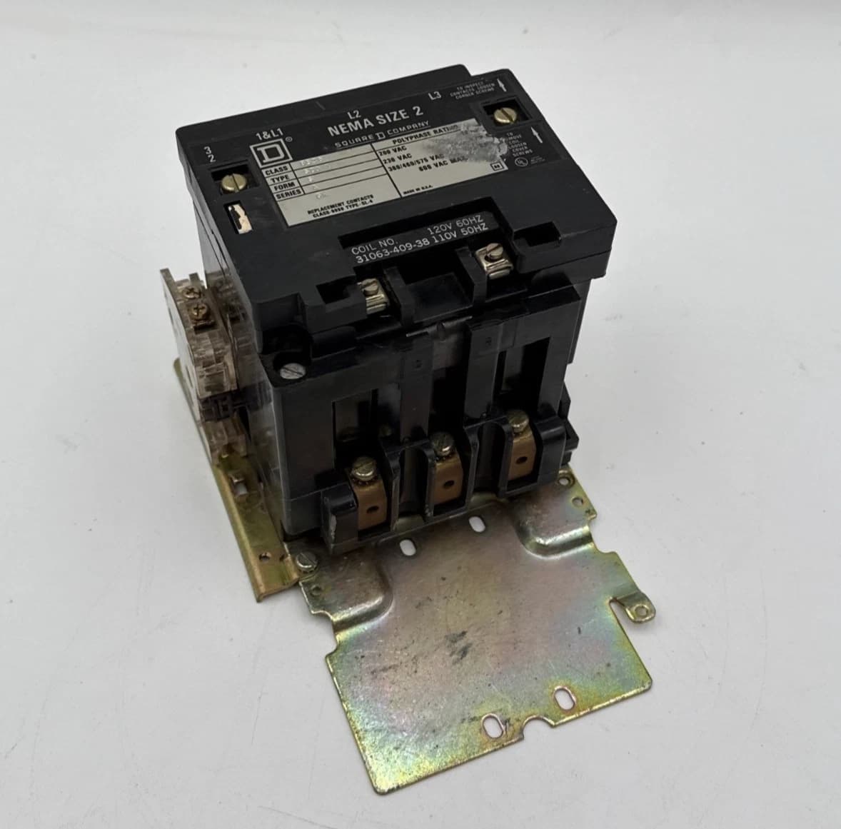 Square D 8536SD01 NEMA Size 2 Contactor Coil 110/120V 3P 600V 3PH 25HP 8536-SDO1