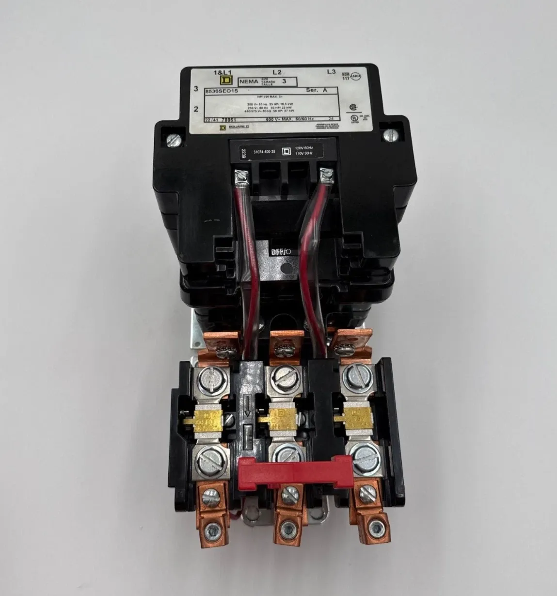 Sq D 8536SEO1S Starter NEMA Size 3 90A 3P 600V 50HP Coil 110/120V Heater CC103