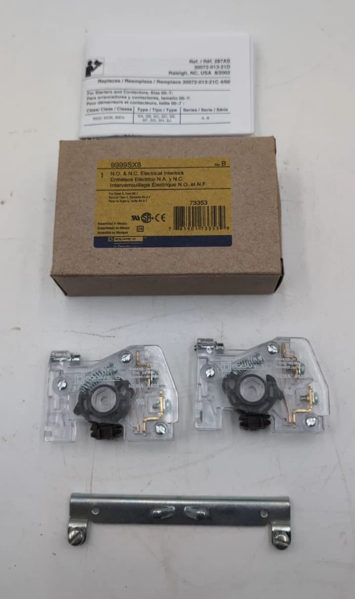 Square D 9999SX8 Electrical Interlock Kit 1 NO and 1 NC Aux Contact 10A 600V NEW