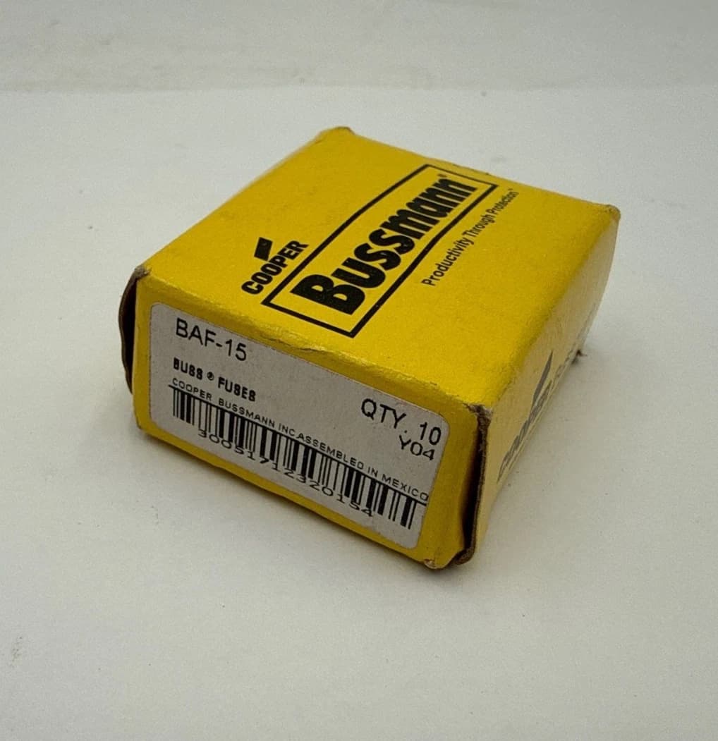 10PC Bussman BAF-15 Fast Acting Fuse 15A 250V Midget 15 Amp BAF5 13/32in x 1.5in