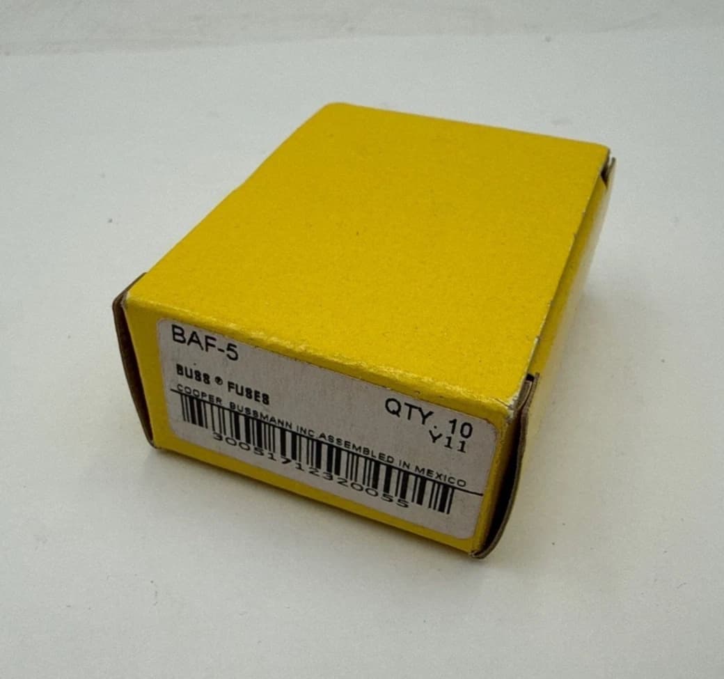 10PC Bussmann BAF-5 Fast Acting Fuse 5A 250V Midget 5 Amp BAF5 13/32in x 1 1/2in