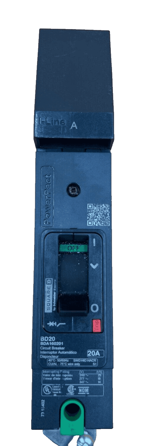 Square D BDA160201 I-Line Circuit Breaker 20A 1P 600V BDA 20 Amp 1 Pole