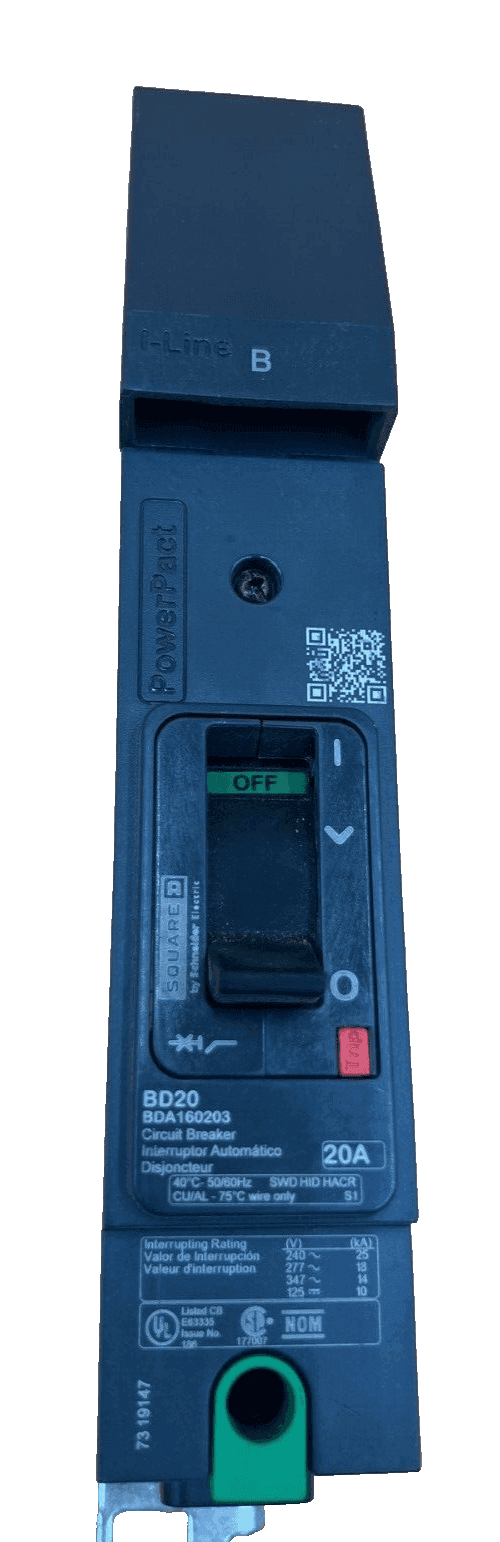Square D BDA160203 I-Line Circuit Breaker 20A 1P 600V 1PH BDA 20 Amp 1 Pole