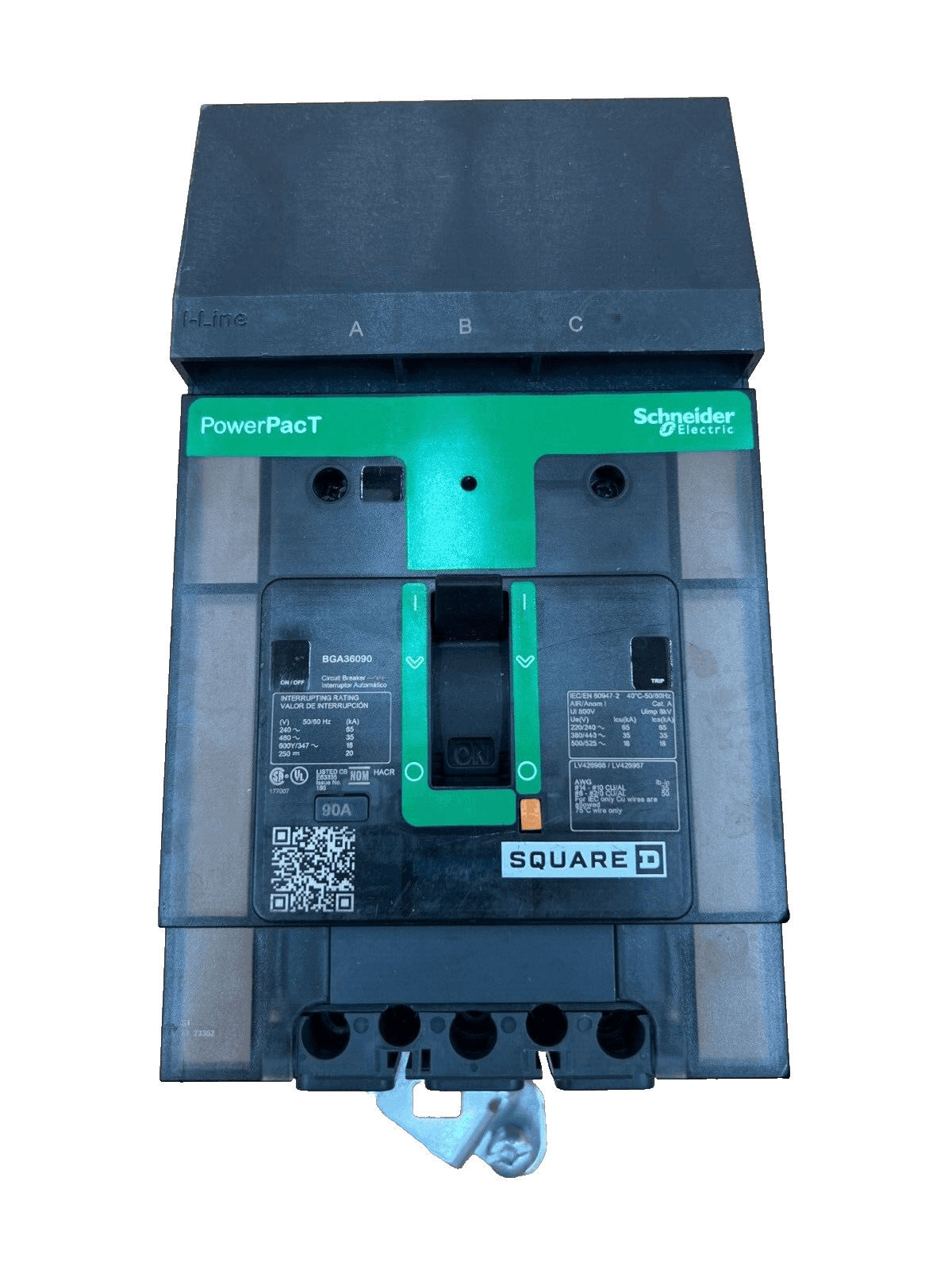 Square D BGA36090 I-Line Circuit Breaker 90A 3P 600V 3PH BGA 90 Amp PowerPact