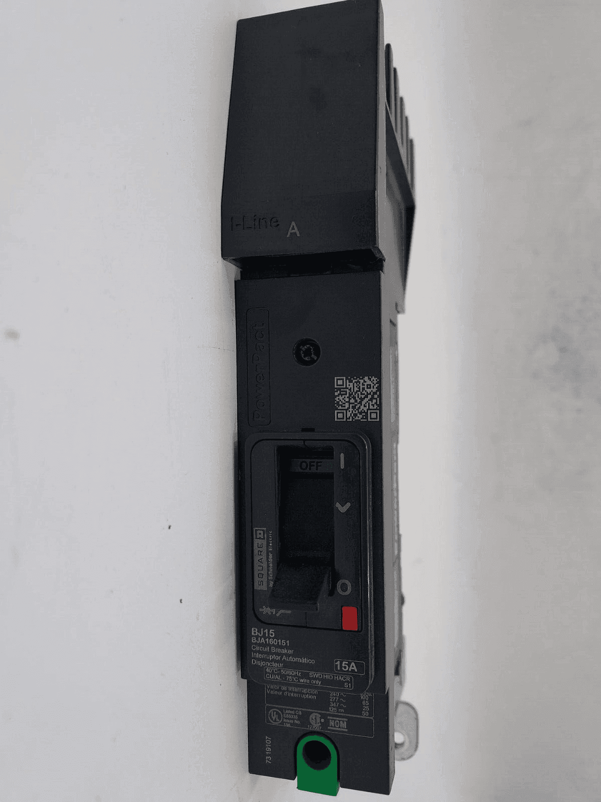 Square D BJA160151 I-Line Circuit Breaker 15A 1P 600V BJA 15 Amp 1 Pole PowerPact