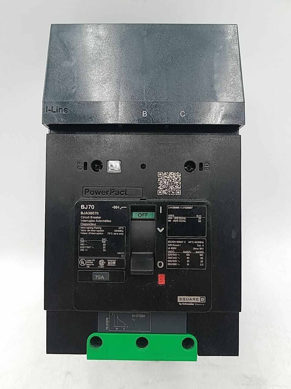 Square D BJA36070 I-Line Circuit Breaker 70A 3P 600V 3PH BJA 70 Amp – image 1