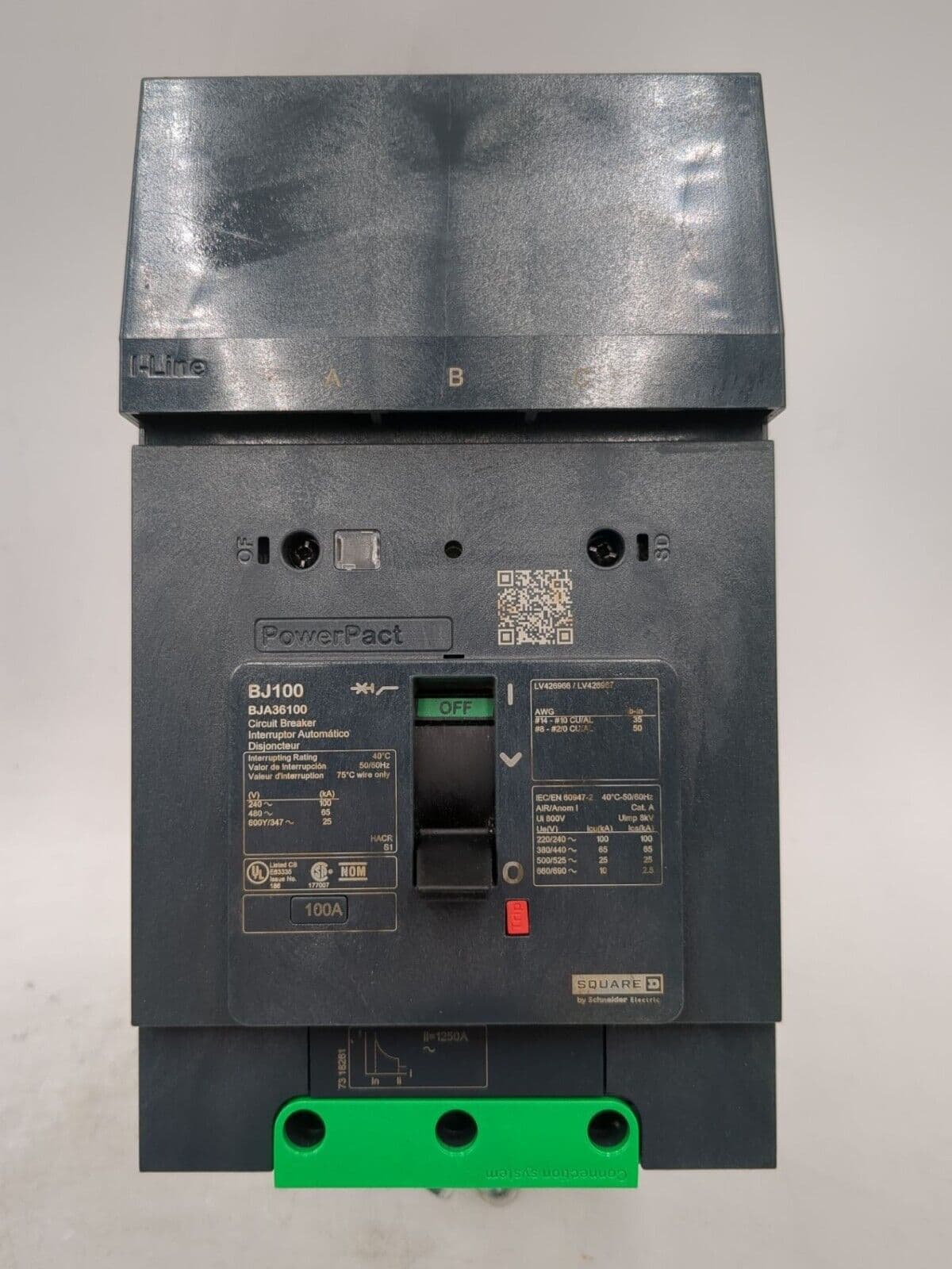 Square D BJA36100 I-Line Circuit Breaker 100A 3P 600V BJA BJ100 100 Amp – image 1