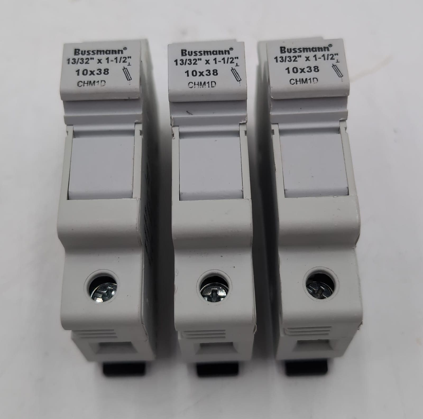 Lot of 3 Eaton Bussmann CHM1D Fuse Holders 1-Pole 30A 600V 10x38mm Midget USED