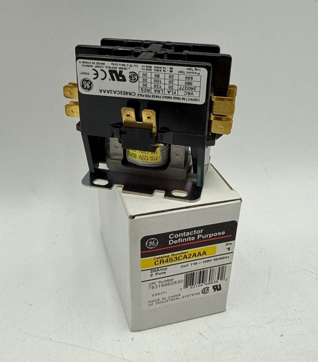 GE CR453CA2AAA Definite Purpose Contactor 20A 2P Coil 110-120V 20 Amp 2 Pole 1PH
