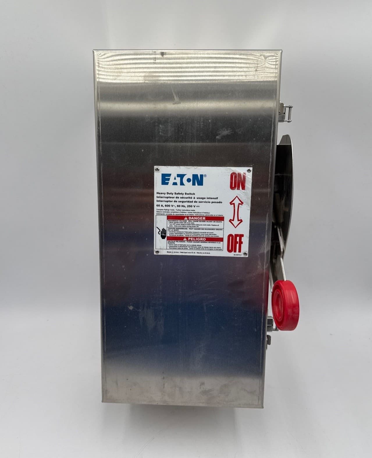 Eaton DH362FWK Safety Disconnect Switch 60A 3P 600V Nema 4 Encl 60 Amp 3 Pole – image 1