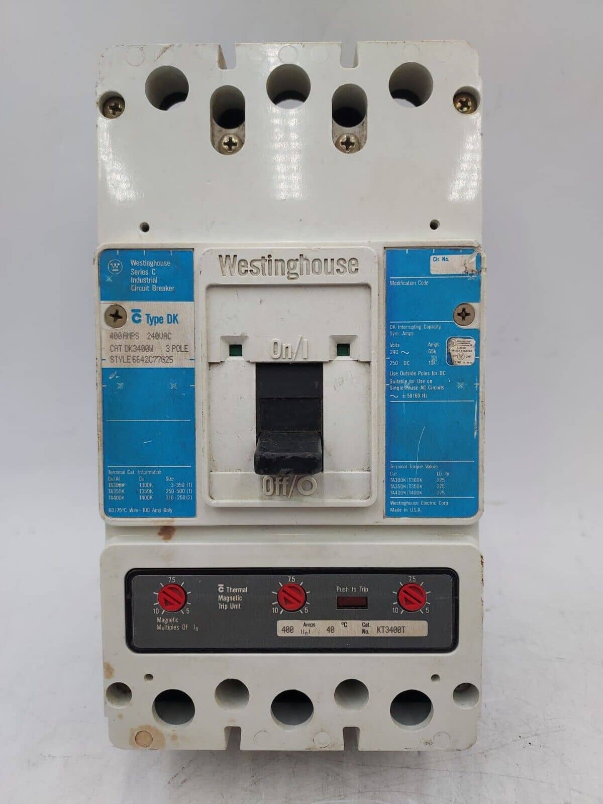 Westinghouse DK3400W Circuit Breaker — image 1 of 8