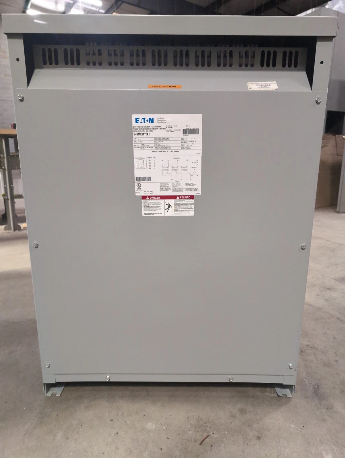 75KVA Eaton V48M28T75EE Transformer Pri 480V Sec 208/120V 3PH Indoor Encl 60Hz