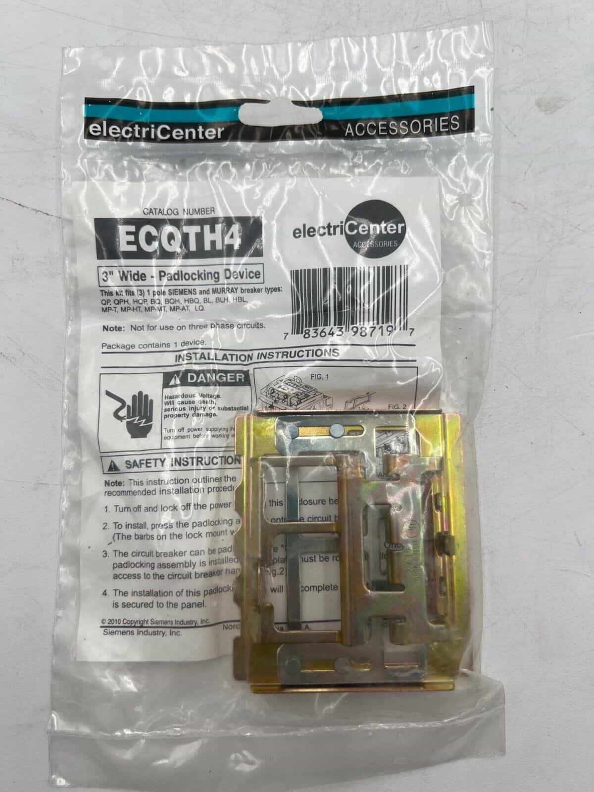 Electricenter ECQTH4 3" Wide Padlocking Device (3) 1 Pole Siemens Murray Breaker