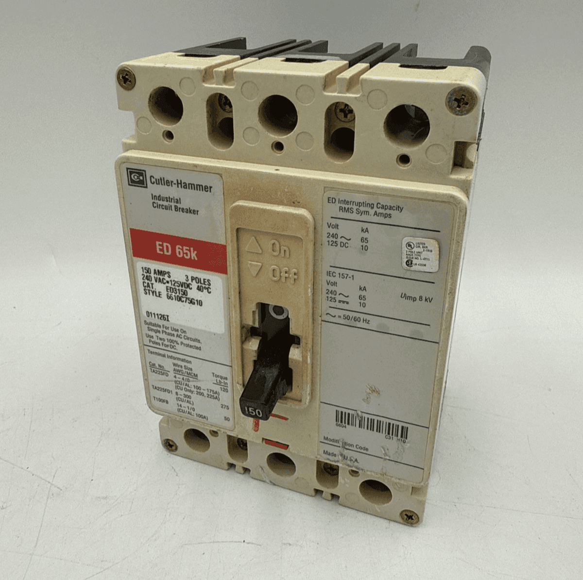 Cutler-Hammer ED3150 Circuit Breaker — image 1 of 9