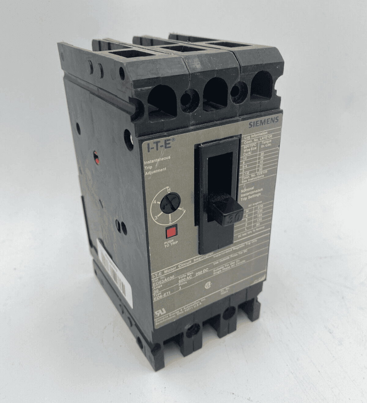 Siemens ED63A030 Circuit Breaker — image 1 of 12