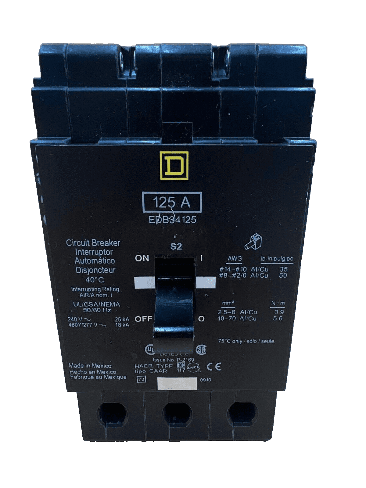 Square D EDB34125 Circuit Breaker — image 1 of 6