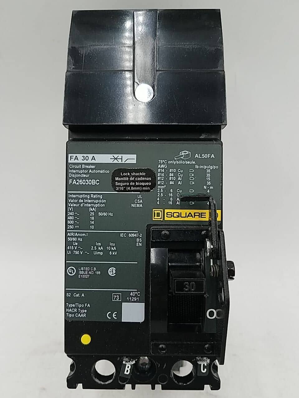 Square D FA26030BC Circuit Breaker — image 1 of 7