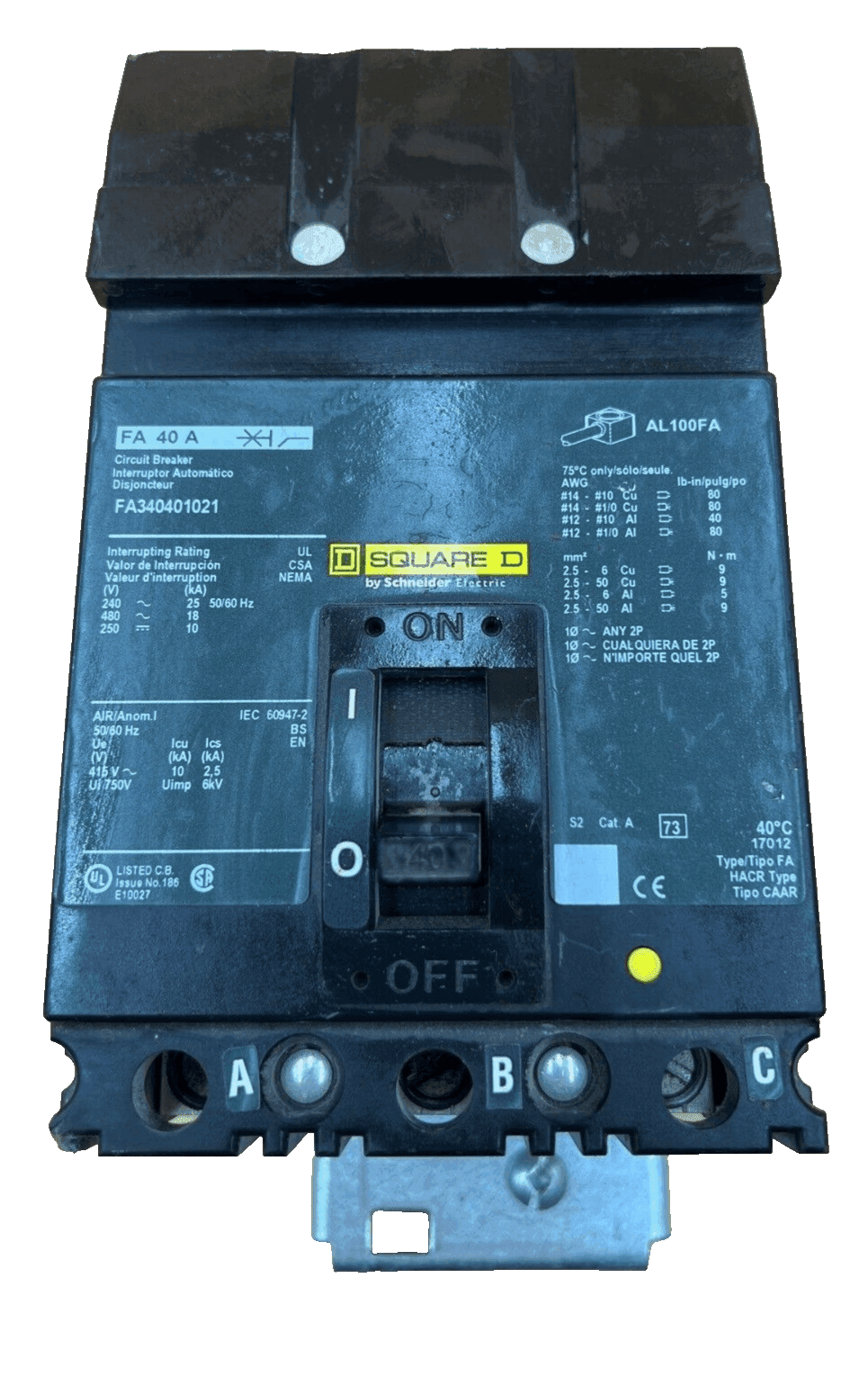 Square D FA340401021 Circuit Breaker — image 1 of 8