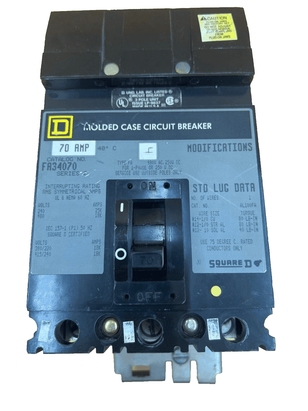 Square D FA34070 Circuit Breaker — image 1 of 6