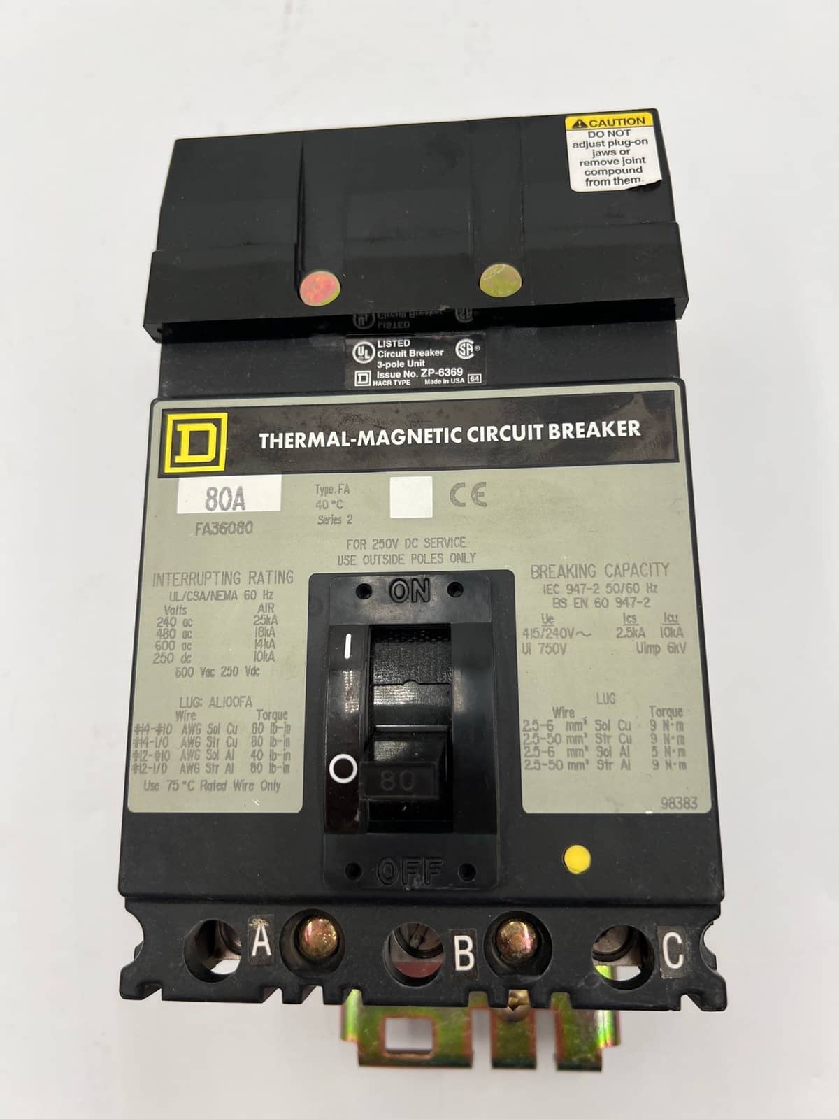 Square D FA36080 Circuit Breaker — image 1 of 6