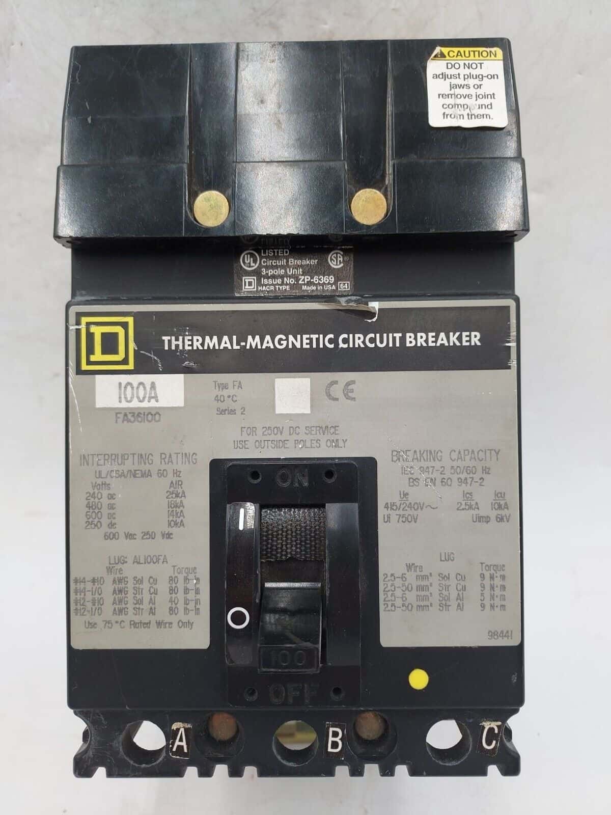 Square D FA36100 Circuit Breaker — image 1 of 7