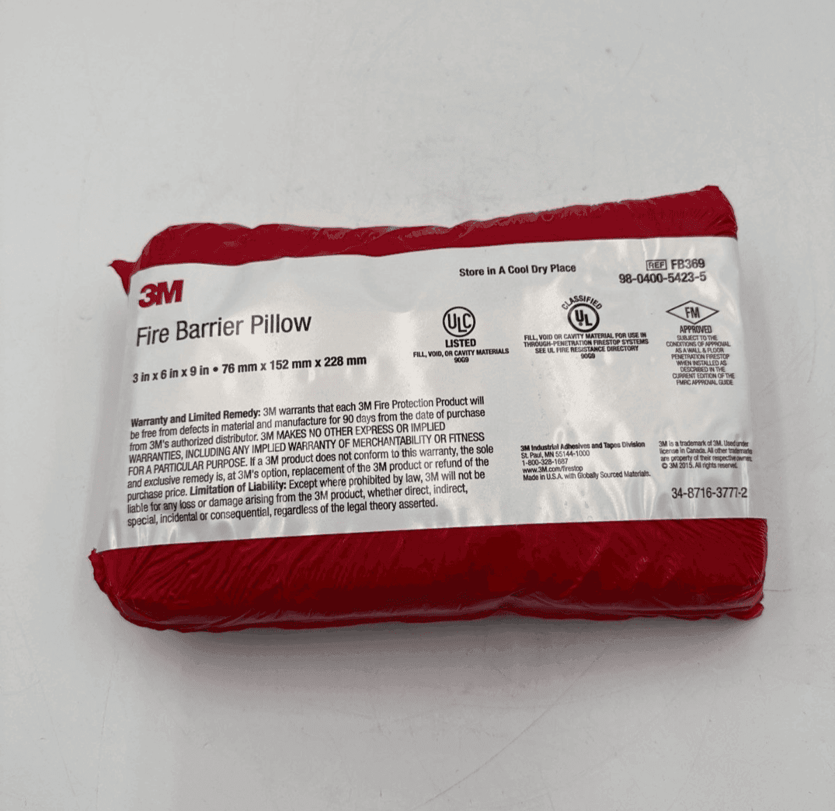 3M FB369 Fire Barrier Self-Locking Pillow 3" x 6" x 9" FB-369