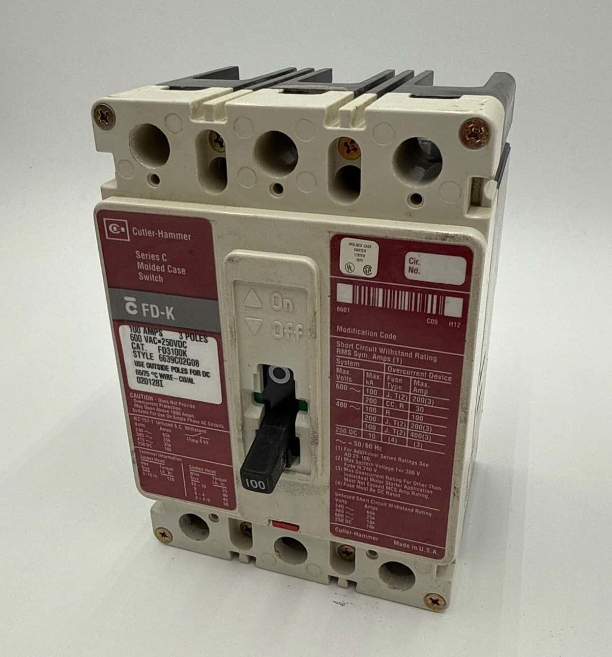 Cutler-Hammer FD3100K Circuit Breaker — image 1 of 8