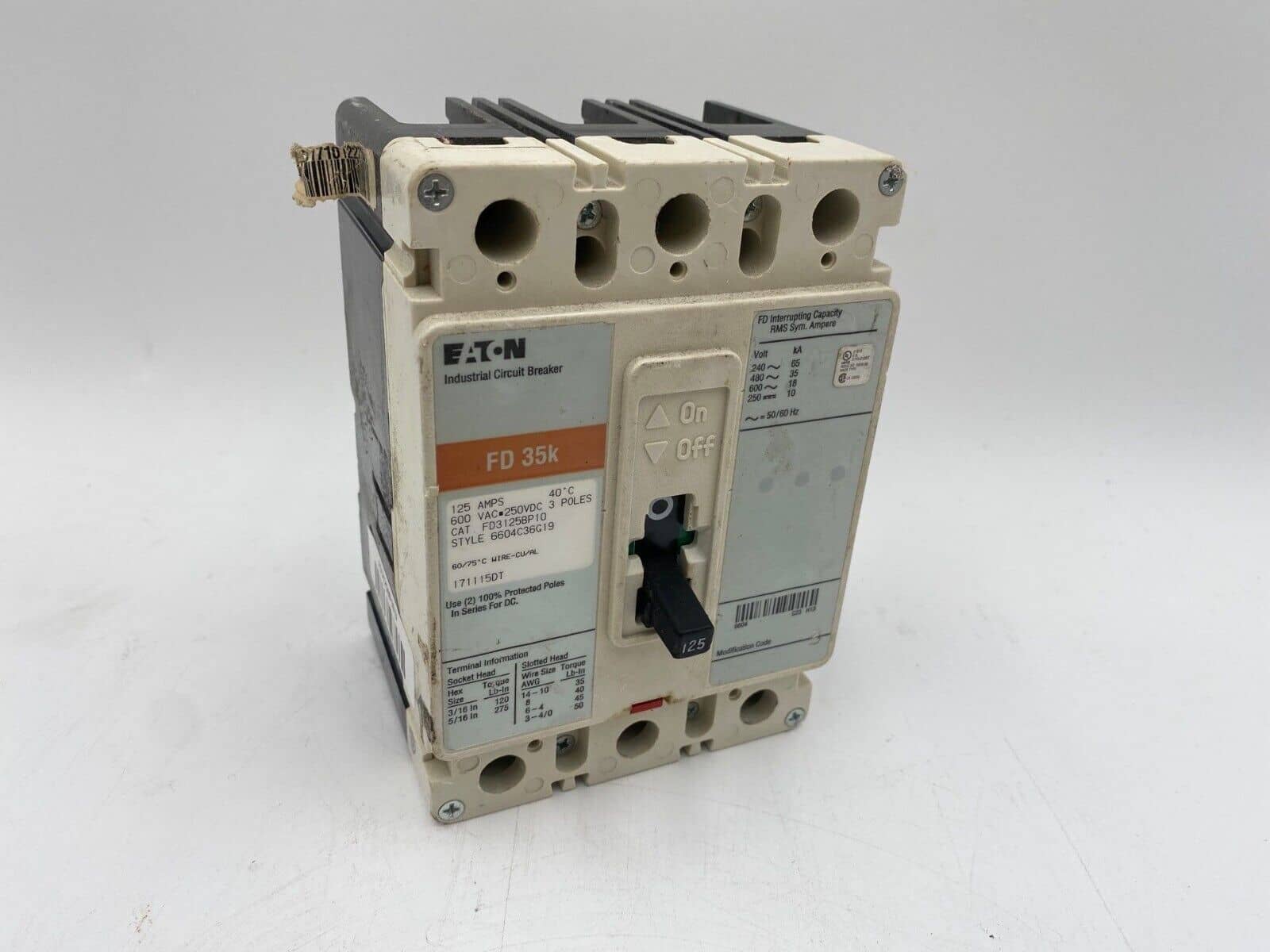 Eaton FD3125BP10 Circuit Breaker — image 1 of 12