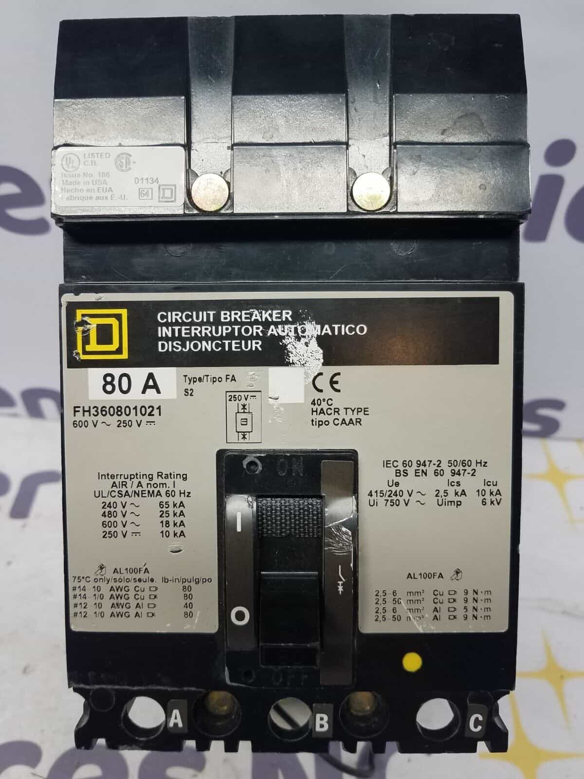 Square D FH360801021 Circuit Breaker — image 1 of 6