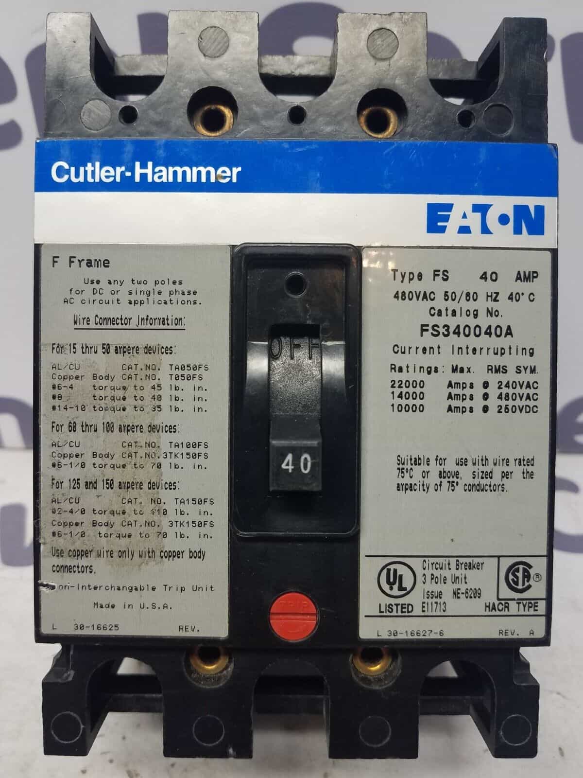 Cutler-Hammer FS340040A Circuit Breaker — image 1 of 7