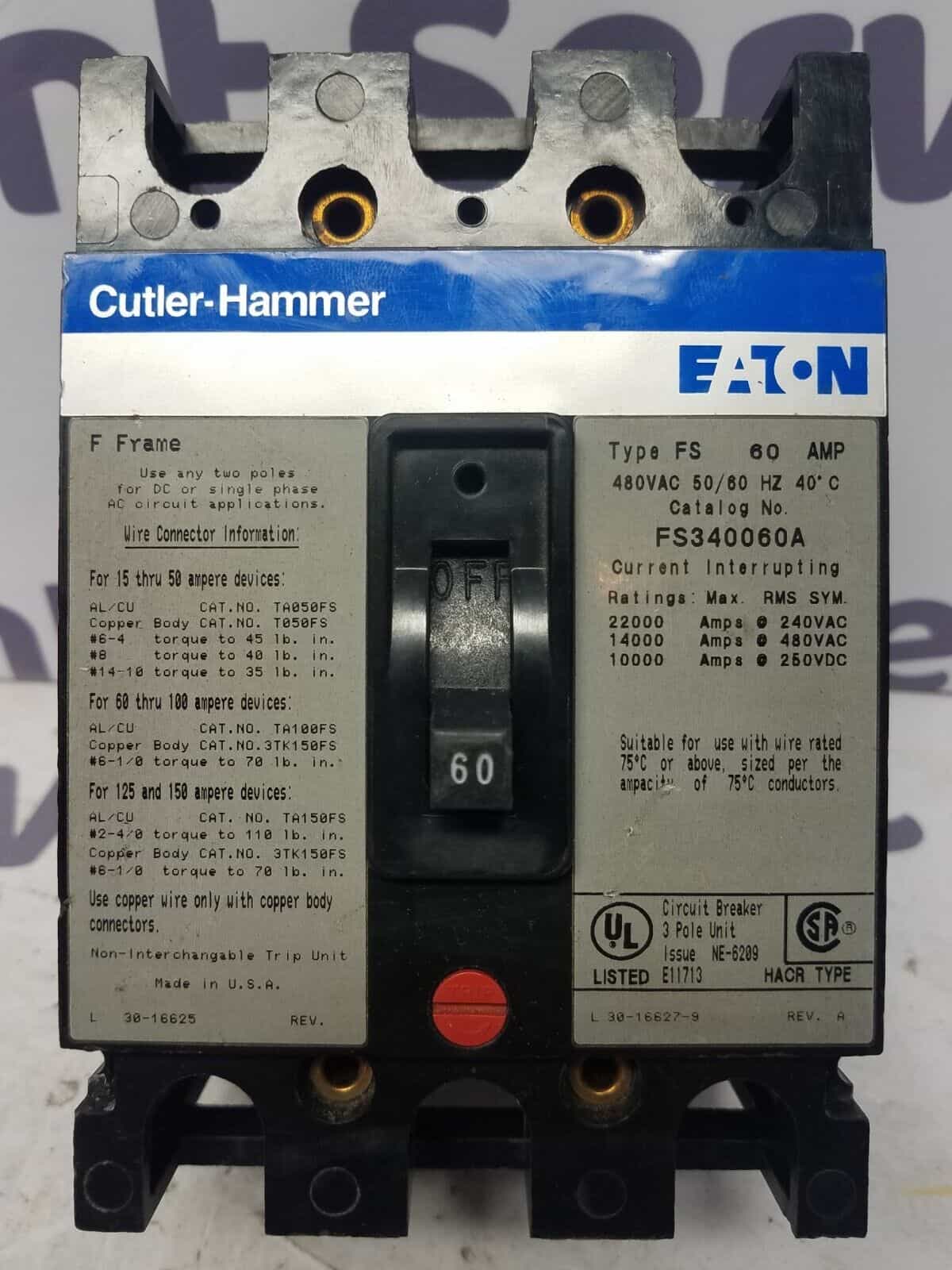 Cutler-Hammer FS340060A Circuit Breaker — image 1 of 7